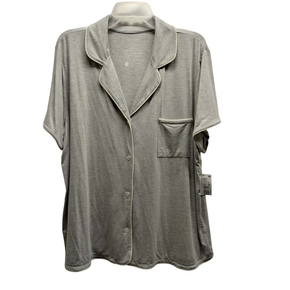 State of Day Intimates NWT Size XL Gray Button-Up Short Sleeve Soft Sleep Shirt